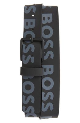 BOSS Ther Logo Leather Belt in Black