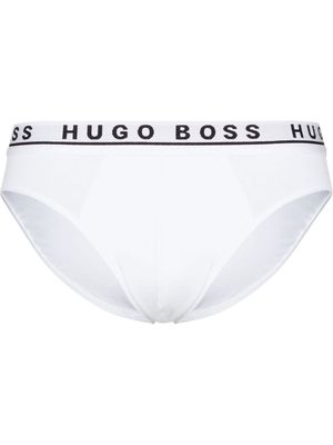 BOSS three pack logo-waistband briefs - White