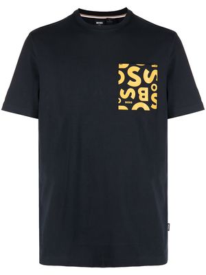 BOSS Tiburt 300 logo patch T-shirt - Blue