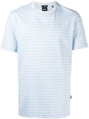 BOSS Tiburt 301 cotton-linen T-shirt - Blue