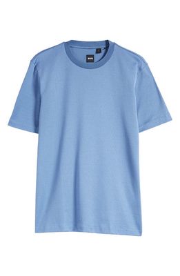 BOSS Tiburt Ringer Cotton T-Shirt in Open Blue