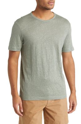 BOSS Tiburt Slub Linen T-Shirt in Open Green