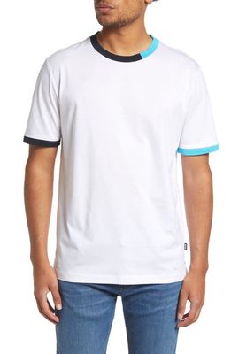 BOSS Tiburt Stretch Ringer T-Shirt in White