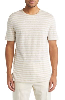 BOSS Tiburt Stripe Linen T-Shirt in Open White