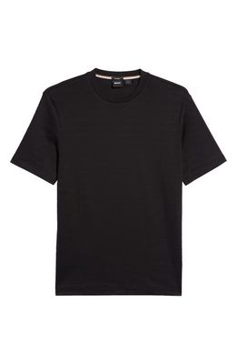 BOSS Tiburt Textured Stripe T-Shirt in Black
