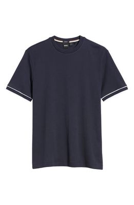 BOSS Tiburt Tipped T-Shirt in Dark Blue