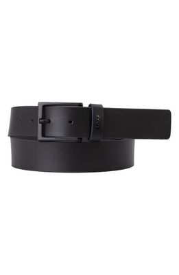 BOSS Timon Leather Belt in Black