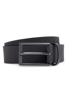 BOSS Tino Textured Leather Belt in Dark Grey
