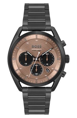 BOSS Top Chronograph Bracelet Watch in Black/Brown