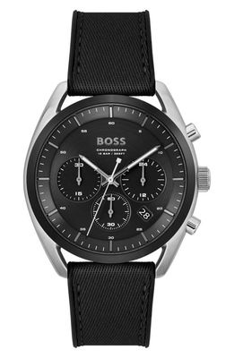 BOSS Top Fabric Strap Chronograph Watch in Black