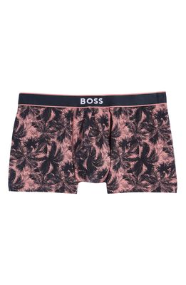 BOSS Tropical Print Stretch Trunks in Open Pink