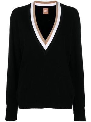 BOSS v-neck knit sweater - Black