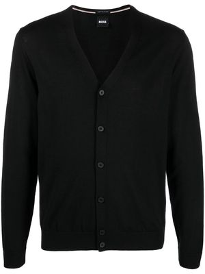 BOSS V-neck virgin-wool cardigan - Black