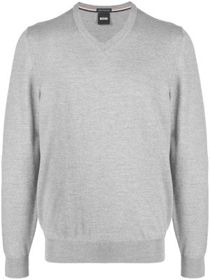 BOSS V-neck wool sweater - Grey