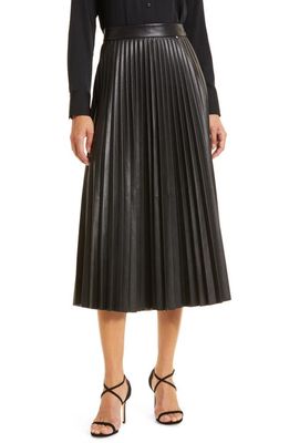 BOSS Vaplit Pleated Faux Leather Skirt in Black