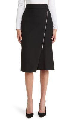 BOSS Vemboka Asymmetric Zip Pencil Skirt in Black