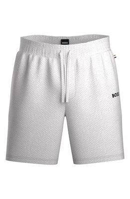 BOSS Waffle Knit Lounge Shorts in White