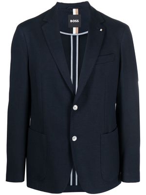 BOSS waffle-knit virgin wool-blend blazer - Blue