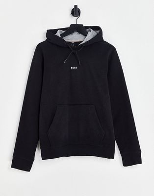 BOSS Weedo overhead hoodie with central logo in black