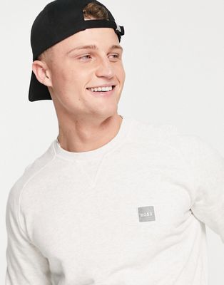 BOSS Westart crew neck sweatshirt in off-white