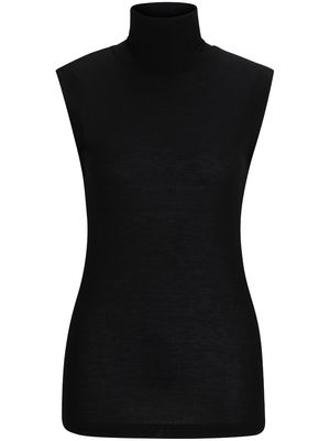 BOSS x Naomi Campbell logo-patch fine-ribbed top - Black