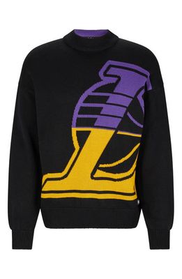 BOSS x NBA Lakers Wool Blend Mock Neck Sweater in Black - La Lakers