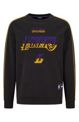 BOSS x NBA Windmill 4 Graphic Crewneck Sweatshirt in Black - La Lakers