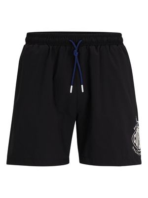 BOSS x NFL logo-print drawstring swim shorts - Black
