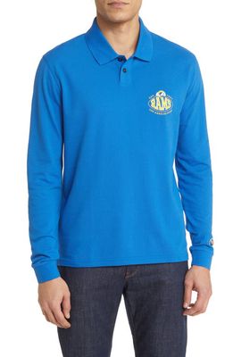 BOSS x NFL Patlong Long Sleeve Piqué Polo in Los Angeles Rams Bright Blue