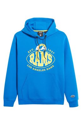 BOSS x NFL Touchback Graphic Hoodie in Los Angeles Rams Bright Blue