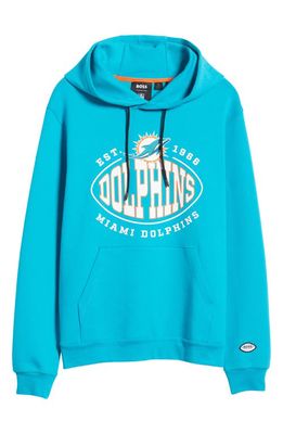 BOSS x NFL Touchback Graphic Hoodie in Miami Dolphins Open Green