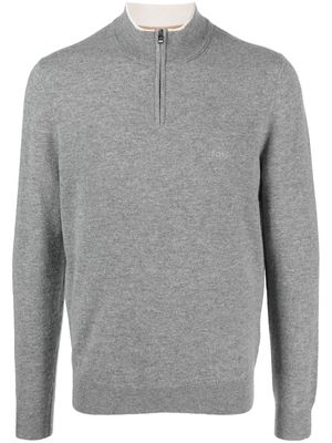 BOSS zip-front high neck sweater - Grey