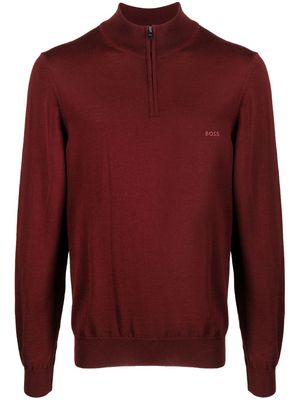 BOSS zip-front knitted jumper - Red