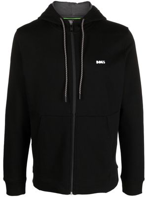 BOSS zip-up cotton hoodie - Black