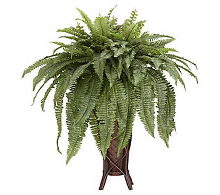 Boston Fern with Stand Silk Plant by Nearly Nat ural