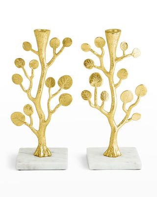 Botanical Leaf Gold Candleholders