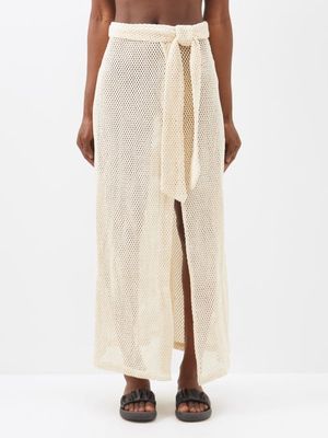 Boteh - Citrine Cotton-crochet Wrap Skirt - Womens - Natural