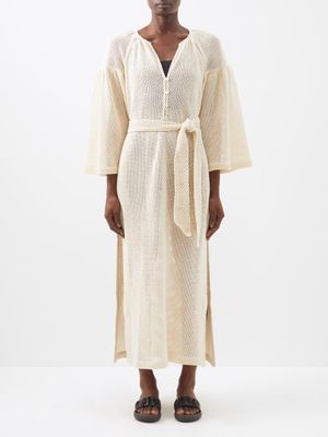 Boteh - Citrine Cotton-mesh Maxi Dress - Womens - Natural