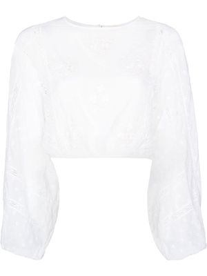 BOTEH floral-embroidered cropped blouse - White