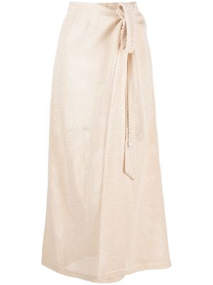 BOTEH net-woven wrap maxi skirt - Neutrals