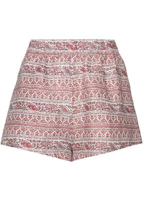 BOTEH paisley-print linen shorts - Red