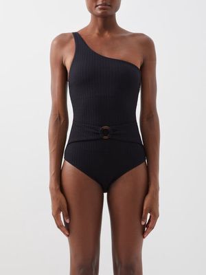 Boteh - Ra Kleio One-shoulder Swimsuit - Womens - Black