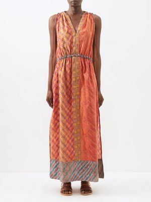 Boteh - Wave Patchworked Organic-cotton Maxi Dress - Womens - Red Multi