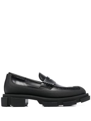 Both chunky-sole leather loafers - Black