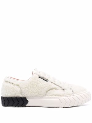 BOTH faux-shearling low-top sneakers - White