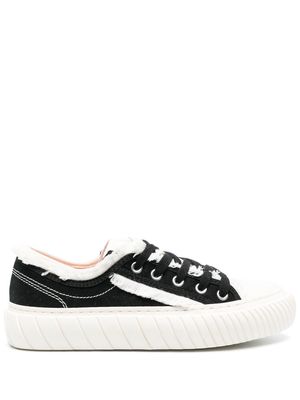 Both frayed-detail low-top sneakers - White