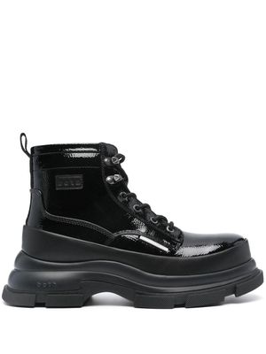 Both logo-patch leather boots - 09090 BLACK/BLACK