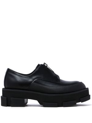 Both zip-up leather oxford shoes - Black