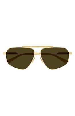 Bottega Veneta 61mm Navigator Sunglasses in Gold