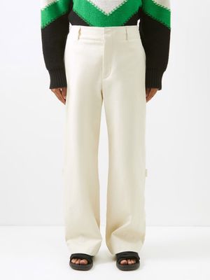 Bottega Veneta - Adjustable Cotton Twill Trousers - Mens - Beige